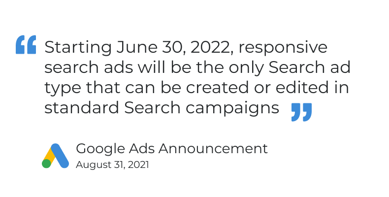 Google announcement about responsive search